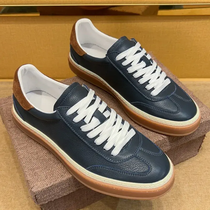 Miniatura: Men Round Toe Lace-Up Breathable Genuine Leather Solid Colorl Shoes Cowhide