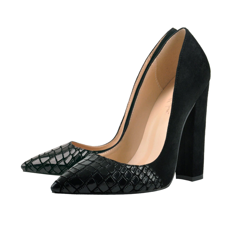 Miniatura: Onlymaker Pointed Toe Classic 12cm High Heels Slip on Thick Chunky Lady Pumps