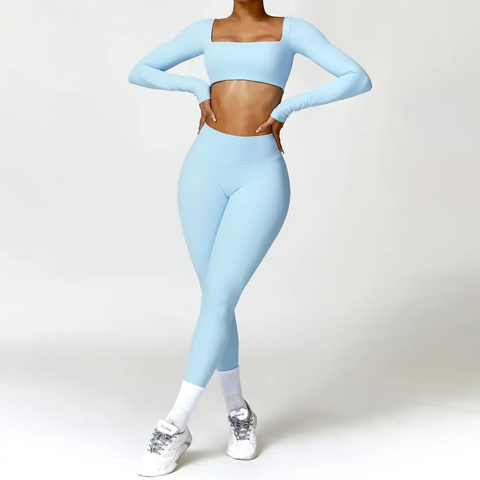 Miniatura: Yoga Set 2PCS Women Gym Long Sleeve Seamless Sportswear Workout Clothes