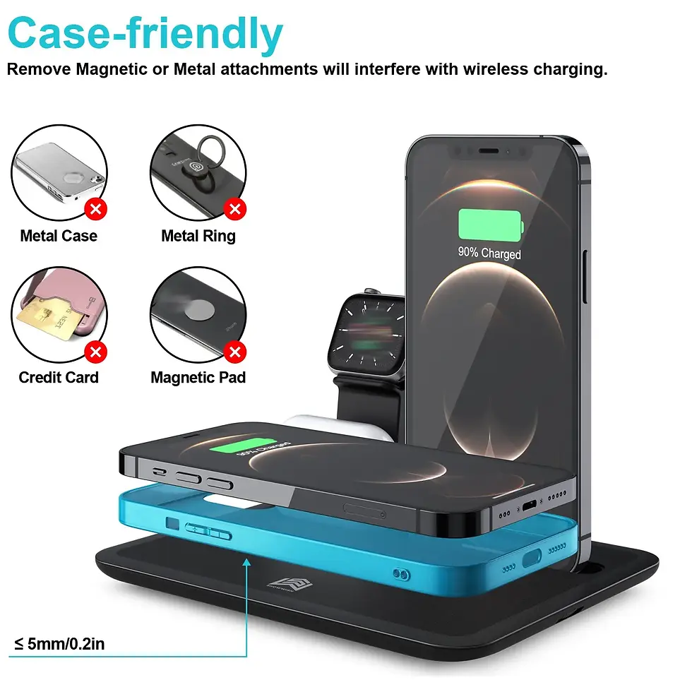 Miniatura: Magnetic 4 in 1 Quick Wireless Charger Station Charging Stand Holder