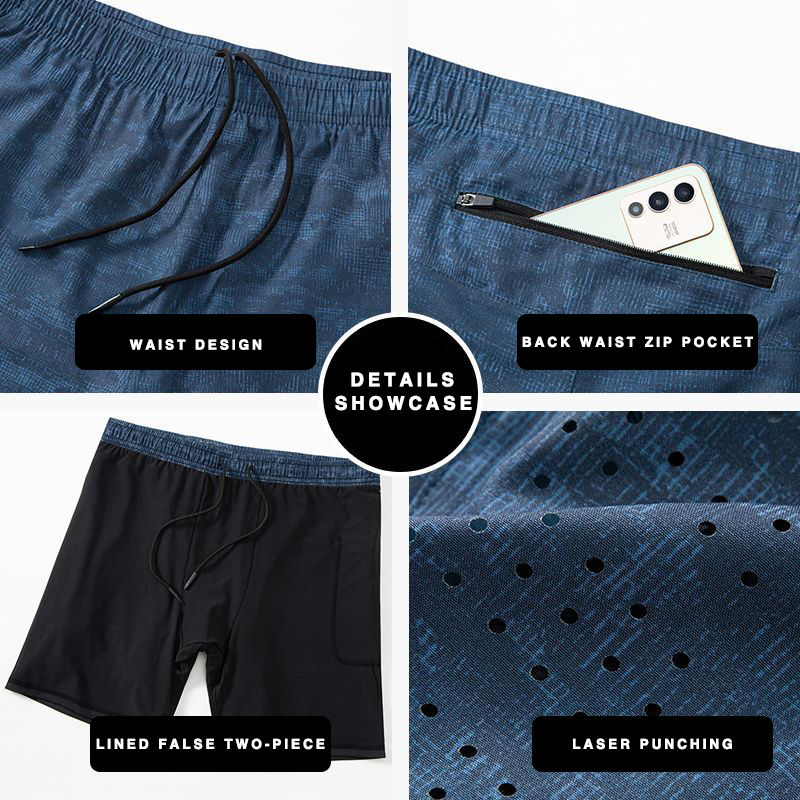 Thumbnail: Men 2 in 1 Double-Deck Quick Dry GYM Sport Shorts Fitness