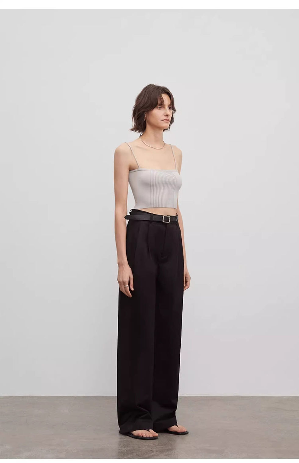 Miniatura: Spliced Double-Pleat Wide-Leg Trousers Straight-Leg Trousers for Women