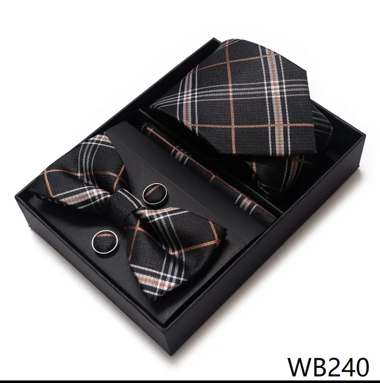 Thumbnail: Luxury Great Quality Tie Hanky Pocket Squares Cufflink Set Necktie Box Hombre