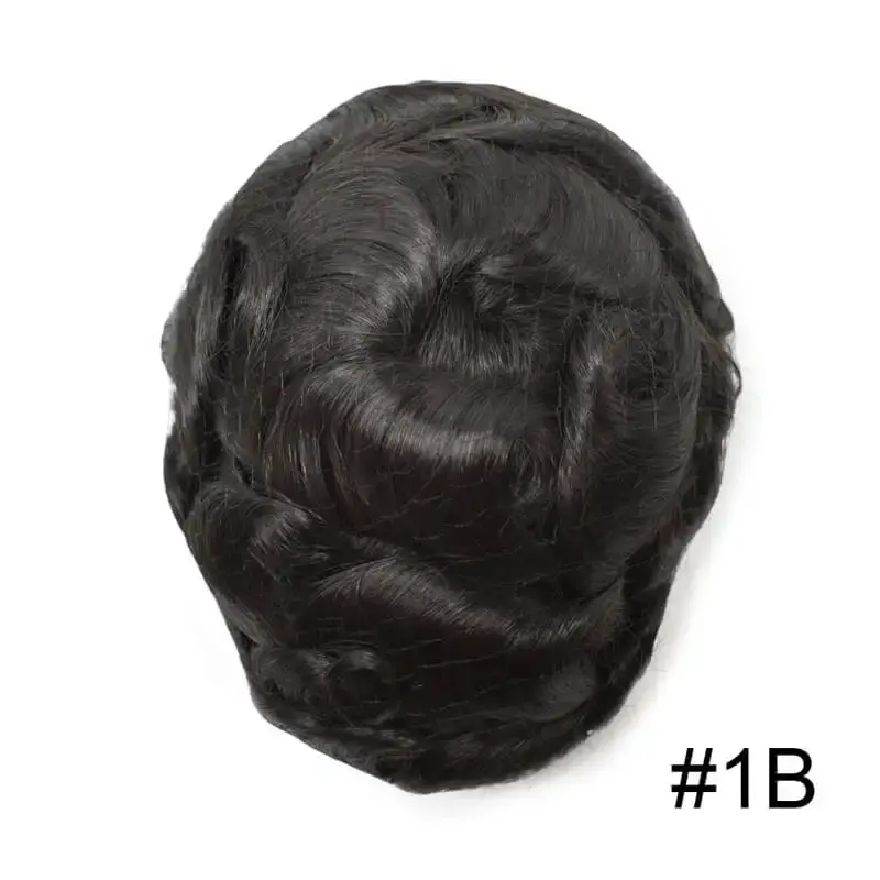 Miniatura: Silk Base With Swiss Lace Front Prosthesis Men Toupee 100% Human Hair