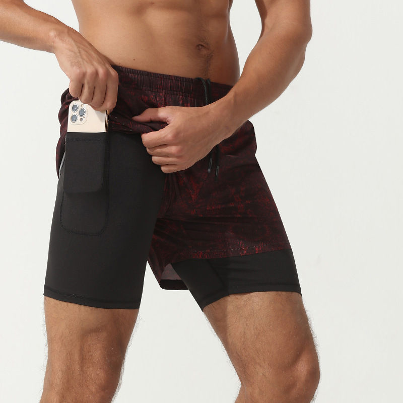 Thumbnail: Men 2 in 1 Double-Deck Quick Dry GYM Sport Shorts Fitness
