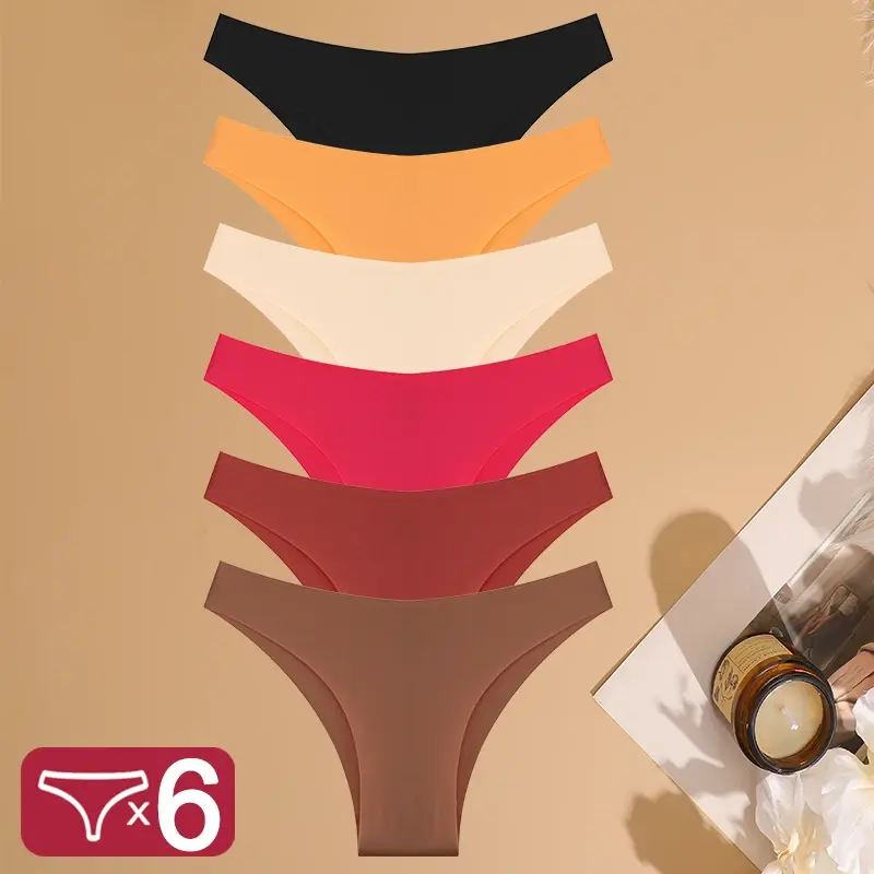 Thumbnail: 6Pcs/Set Ice Silk Seamless Underwear for Women Low Waisted Brazilian