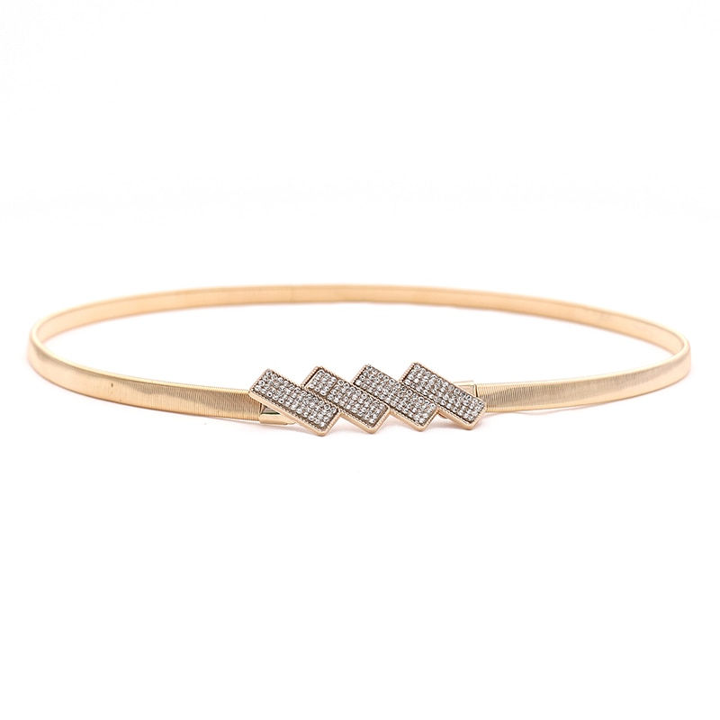 Miniatura: Elastic Belts Women Girl Stretch Skinny Waist Belt Flower Leaf Shape Metal