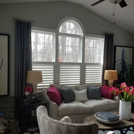 Cafe Shutters paired with Stationary Drapes