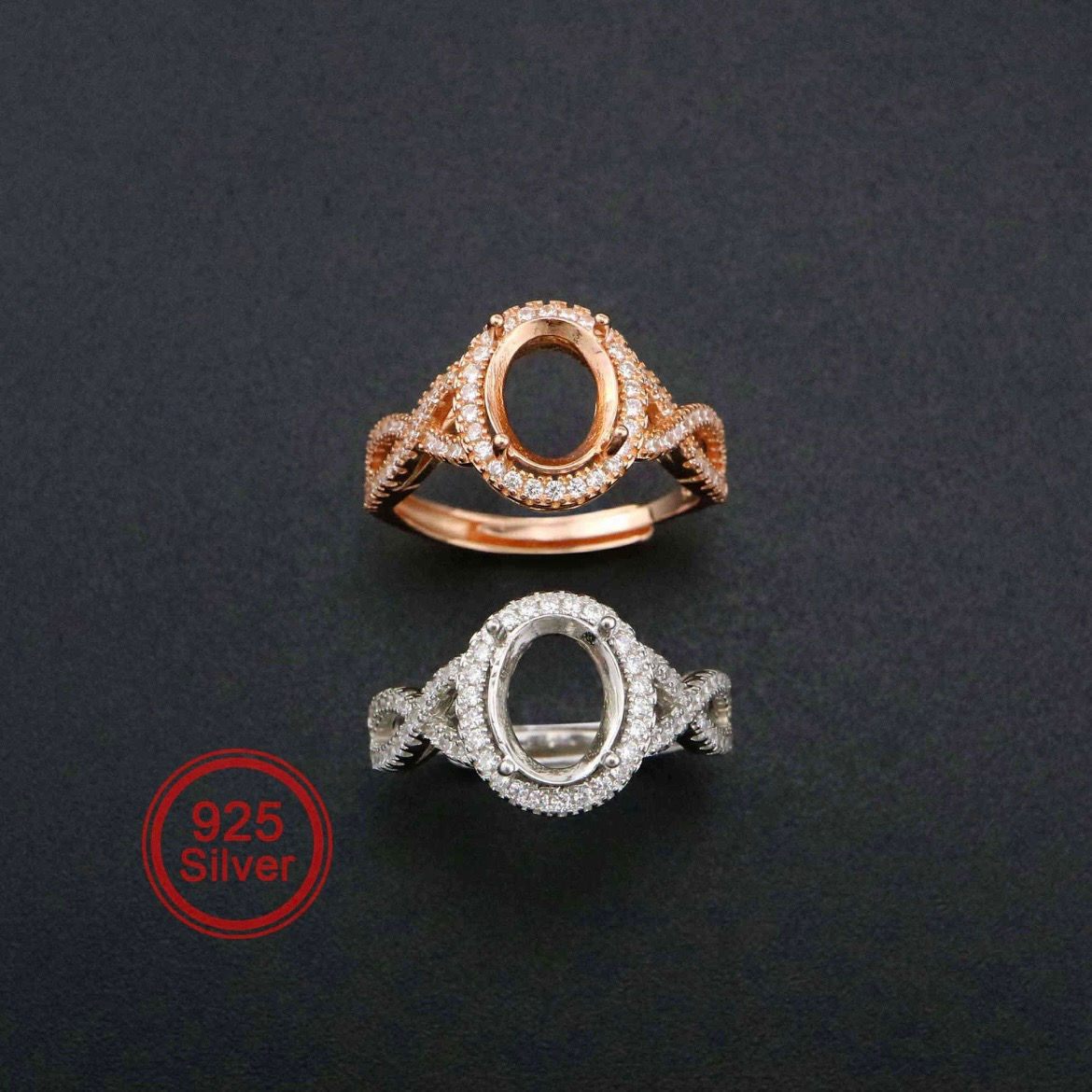 Oval Stone with large Criss Cross Band