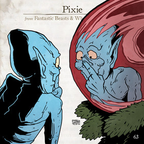 Pixie, Legendás állatok, összes legendás állat. fantastic beasts, all fantastic beasts, harry potter, j k rowling, Illusztráció, Szőke-Kiss Márton, szabadúszó, illusztrátor, grafikus, reklámgrafika, logó, logótervezés, Budapest, Békéscsaba