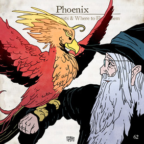 Phoenix, Legendás állatok, összes legendás állat. fantastic beasts, all fantastic beasts, harry potter, j k rowling, Illusztráció, Szőke-Kiss Márton, szabadúszó, illusztrátor, grafikus, reklámgrafika, logó, logótervezés, Budapest, Békéscsaba