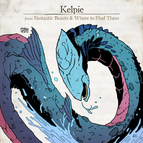 Kelpie, Legendás állatok, összes legendás állat. fantastic beasts, all fantastic beasts, harry potter, j k rowling, Illusztráció, Szőke-Kiss Márton, szabadúszó, illusztrátor, grafikus, reklámgrafika, logó, logótervezés, Budapest, Békéscsaba
