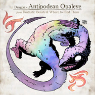 Antipodean Opaleye, Legendás állatok, összes legendás állat. fantastic beasts, all fantastic beasts, harry potter, j k rowling, Illusztráció, Szőke-Kiss Márton, szabadúszó, illusztrátor, grafikus, reklámgrafika, logó, logótervezés, Budapest, Békéscsaba