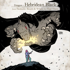 Hebridean Black, Legendás állatok, összes legendás állat. fantastic beasts, all fantastic beasts, harry potter, j k rowling, Illusztráció, Szőke-Kiss Márton, szabadúszó, illusztrátor, grafikus, reklámgrafika, logó, logótervezés, Budapest, Békéscsaba