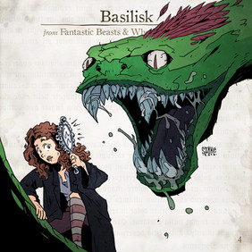 Basilisk, Legendás állatok, összes legendás állat. fantastic beasts, all fantastic beasts, harry potter, j k rowling, Illusztráció, Szőke-Kiss Márton, szabadúszó, illusztrátor, grafikus, reklámgrafika, logó, logótervezés, Budapest, Békéscsaba