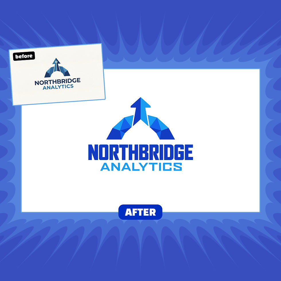 AI Logo Redesigned, showing a side-by-side comparison of the flawed AI concept and the final vector logo
