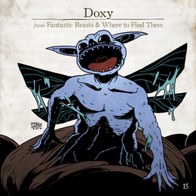 Doxy, Legendás állatok, összes legendás állat. fantastic beasts, all fantastic beasts, harry potter, j k rowling, Illusztráció, Szőke-Kiss Márton, szabadúszó, illusztrátor, grafikus, reklámgrafika, logó, logótervezés, Budapest, Békéscsaba