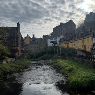 Dean's Village river running through the old mill village