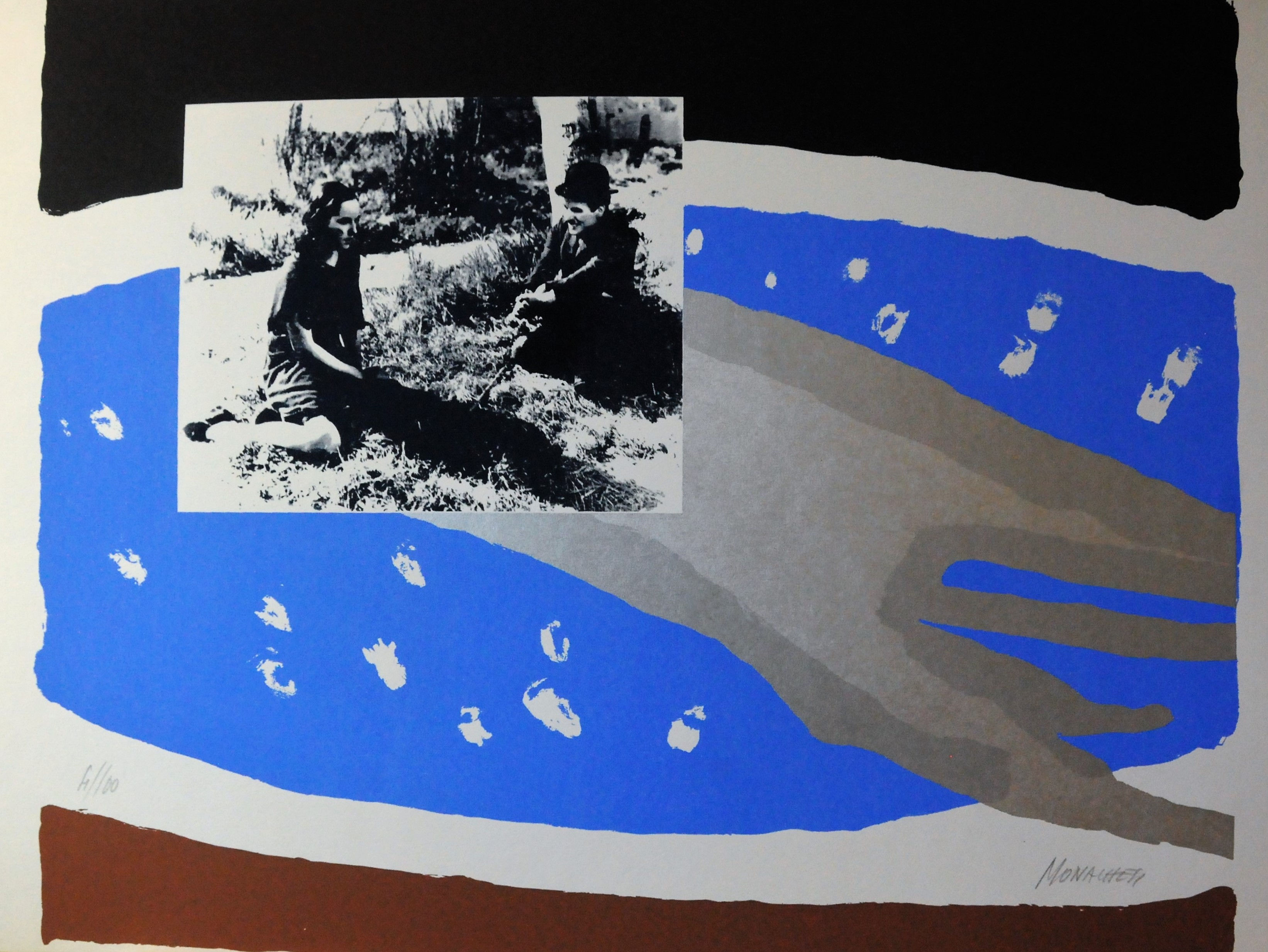 Sante Monichesi 'Meeting in Milan with Charlie Chaplin',  Serigraph 6. 1972.