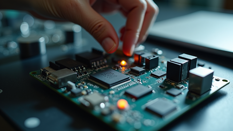 Close-up view of a modular electronic device being assembled