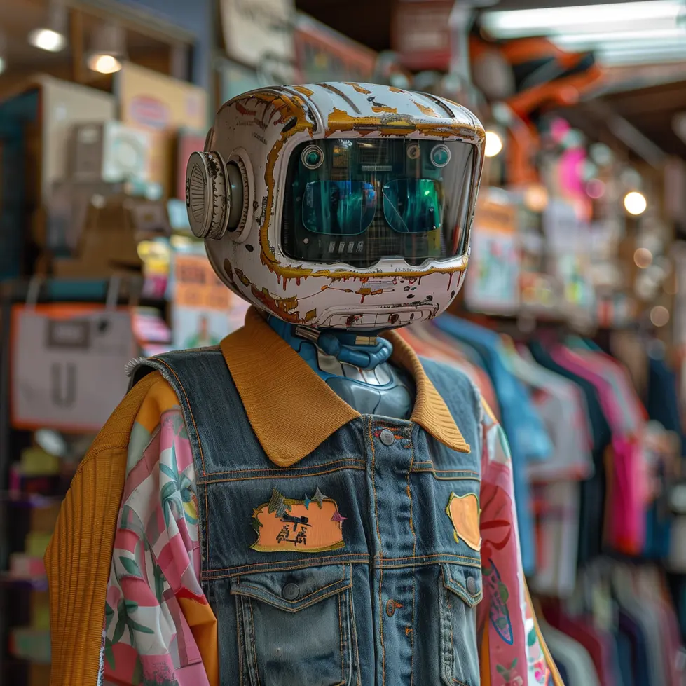jackyg23_robot_wearing_vintage_thrifted_clothes_80s_clothes_in__fd26b18a-898d-425f-a8f9-4144450586b1