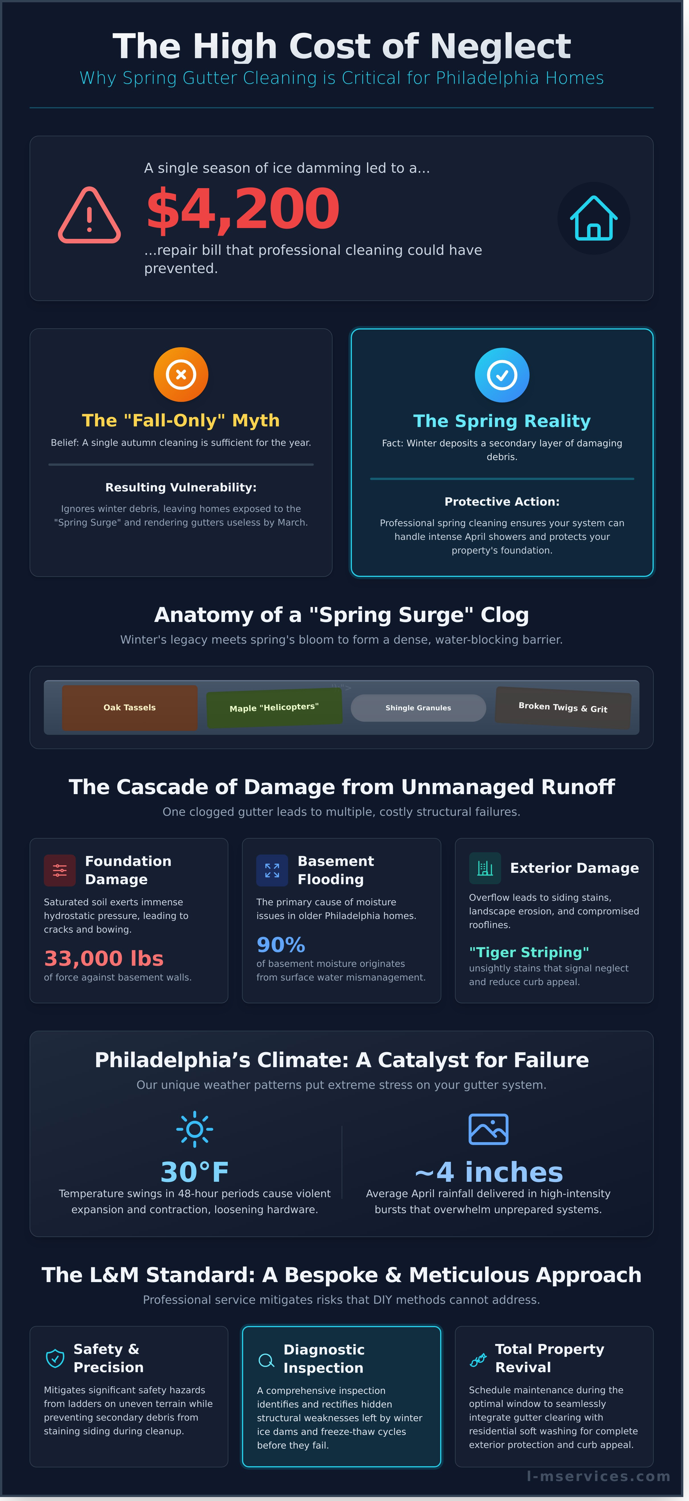 Spring gutter cleaning philadelphia infographic - visual guide