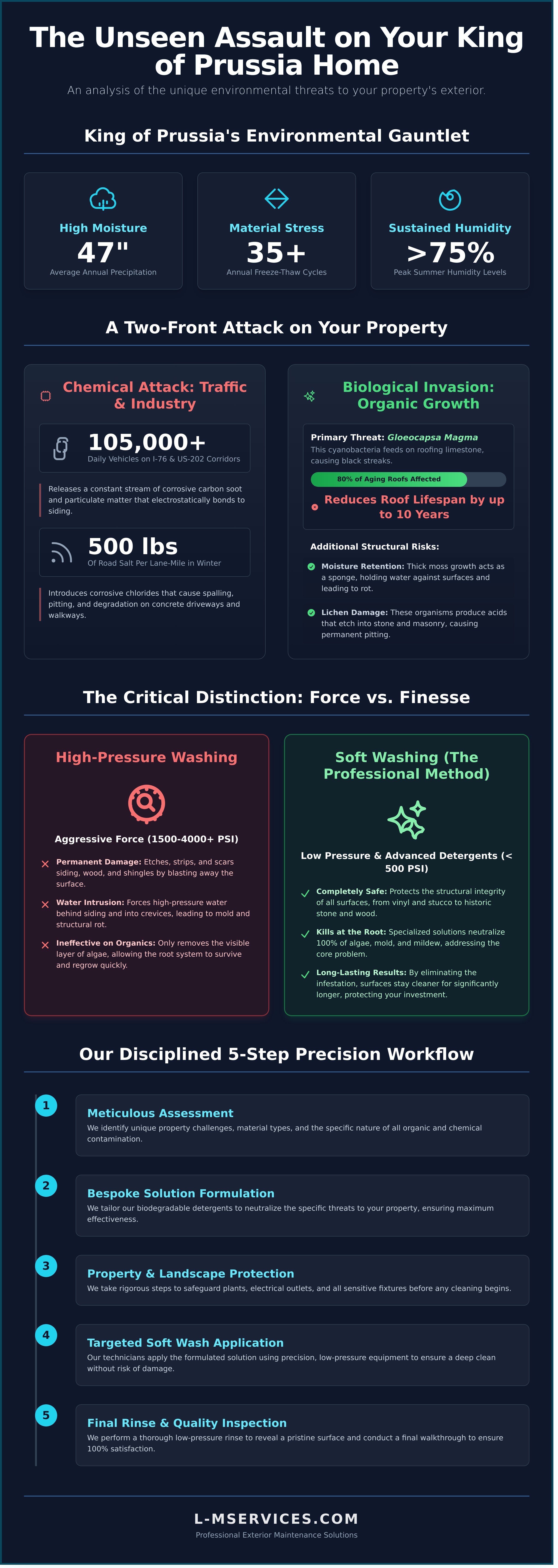Pressure washing services KOP infographic - visual guide