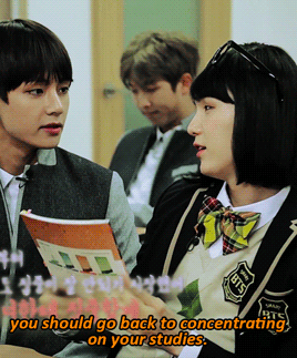 BTS Bangtan school education uniforms cute gif Suga as a girl Yoonji Min Yoongi