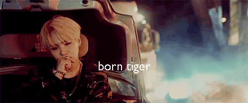 The White Tiger of BTS Suga Min Yoongi Bangtan Agust D rapper born tiger gif give it to me