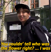J-hope Flower Funny Cute Hobo BTS Bangtan gif Bon Voyage You couldn't tell who the flower was right? It was me