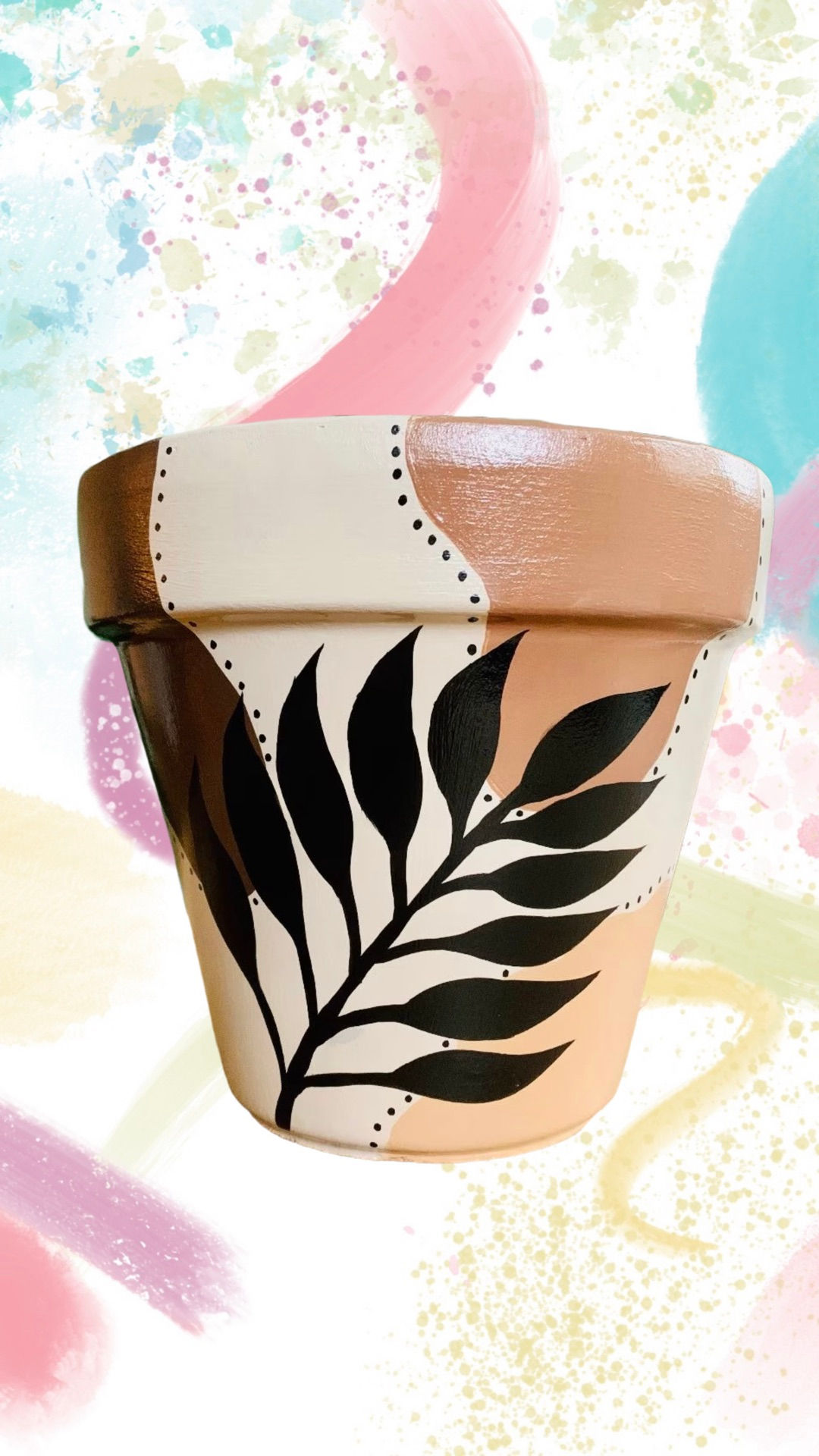 Neutral Leaf Abstract: Painted Pottery