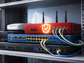 Business firewall with network switch and router in a structured small business IT environment in Bergen County NJ