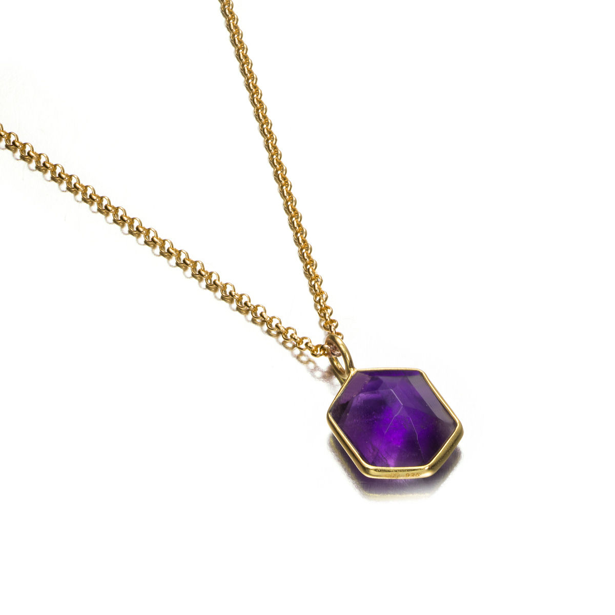 Gemoetric Sterling Silver Amethyst Pendant with 18K Gold Vermeil