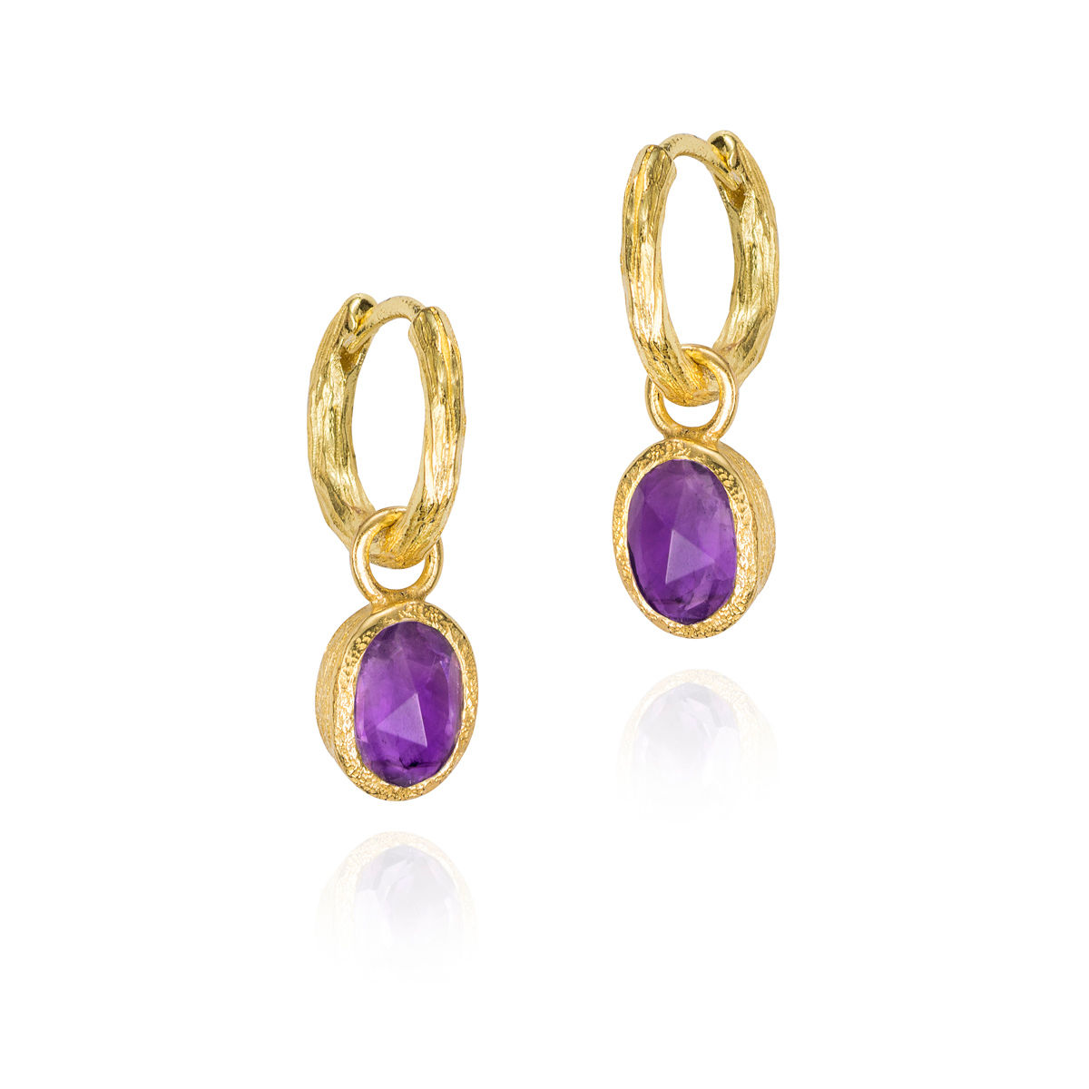 Sterling Silver Amethyst Drop Earrings with 18K Gold Vermeil