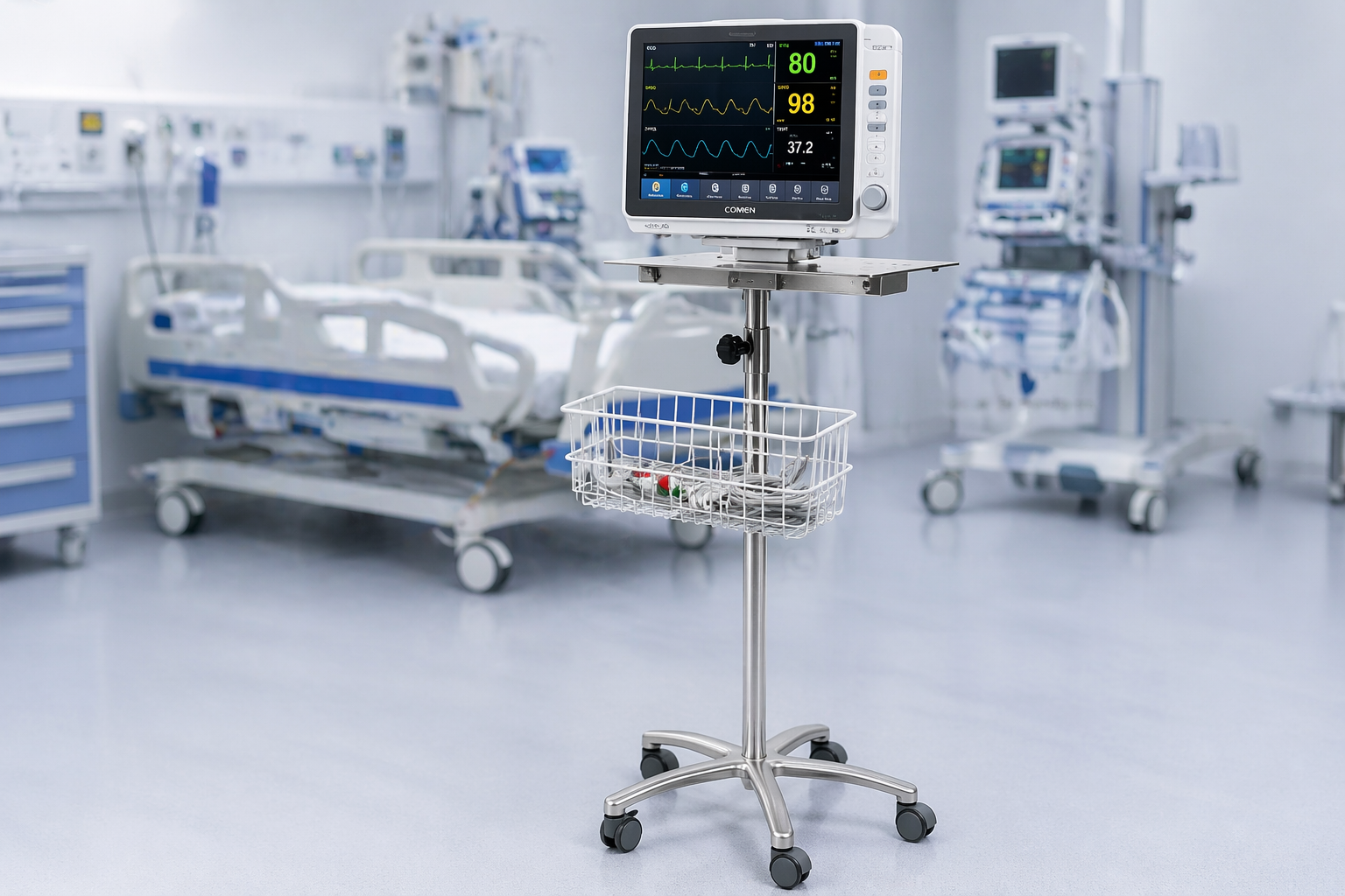 Coche para monitor de pacientes