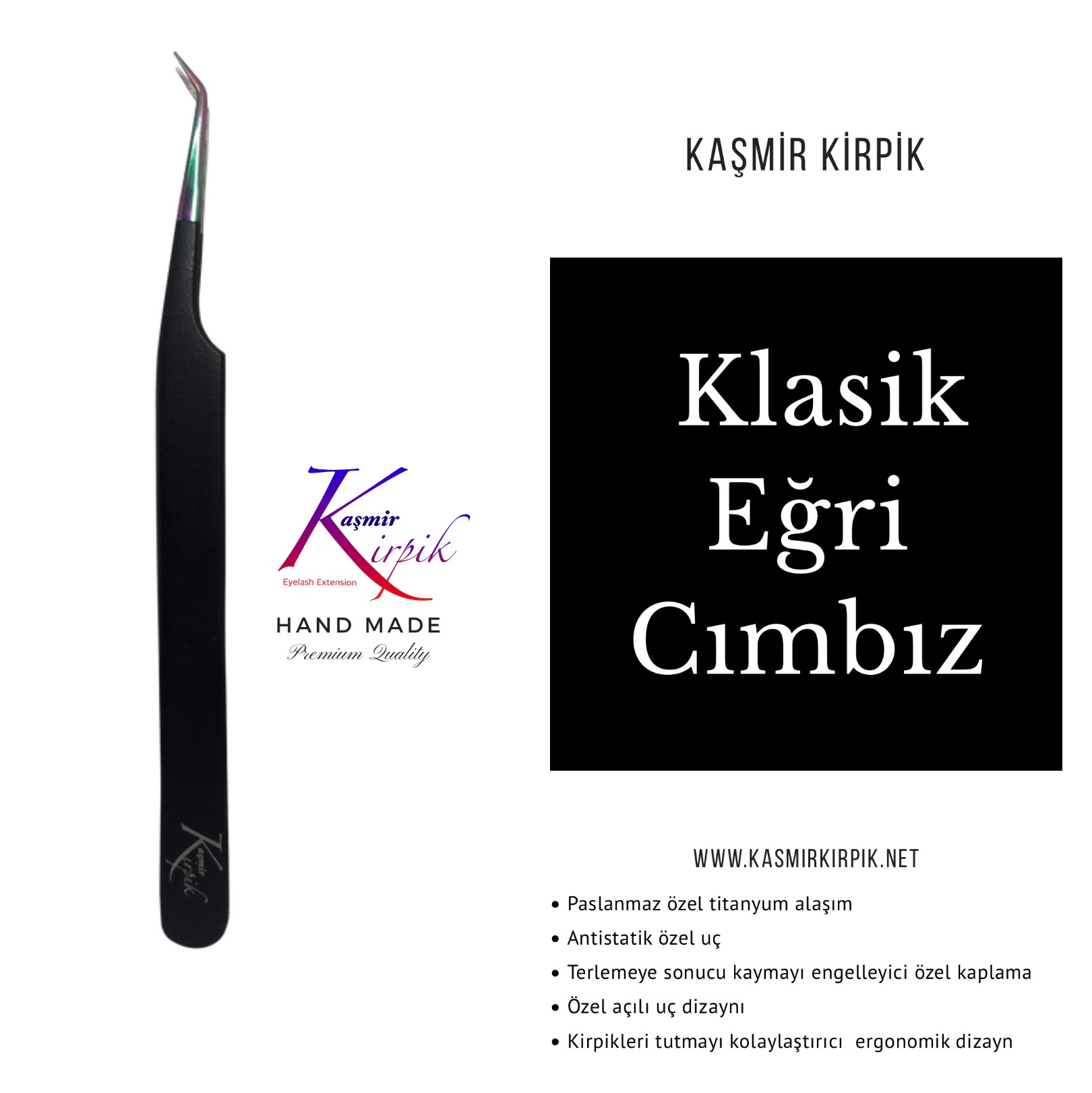 Kaşmir Kirpik® Eğri uçlu cımbız
