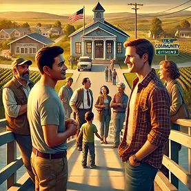 DALL·E 2025-03-03 18.59.49 - A Hispanic male and a white male standing on a bridge at the