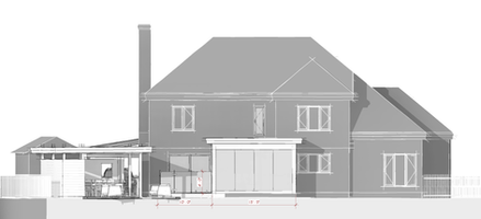 Élévation architecturale du projet montrant les modifications prévues sur la façade nord de la maison.