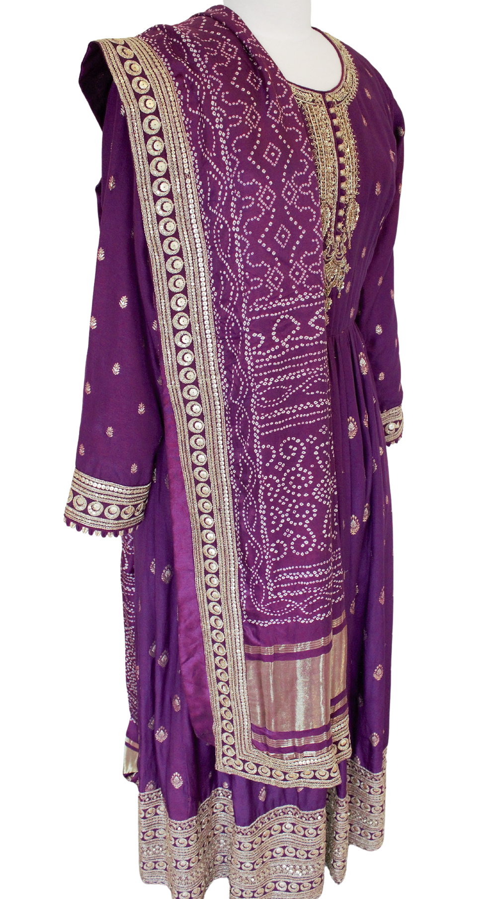 Thumbnail: Purple and gold Anarkali Gown
