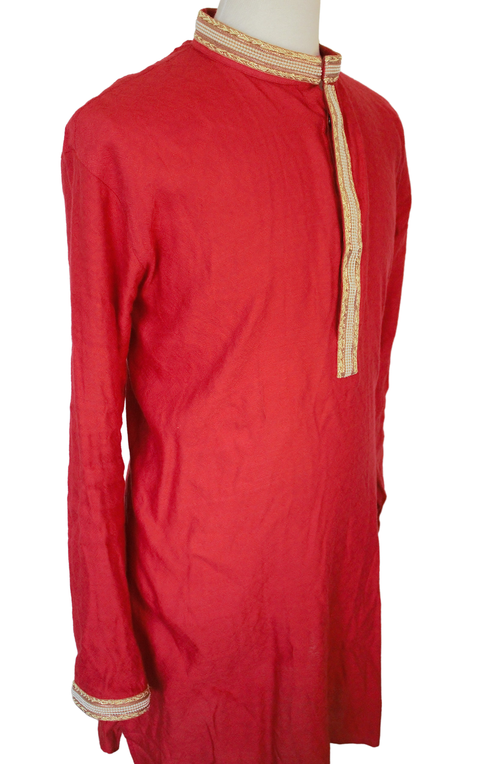 Thumbnail: red kurta gold and beaded accents Indian weddings formal south asian events formal wear traditional wear wedding attire