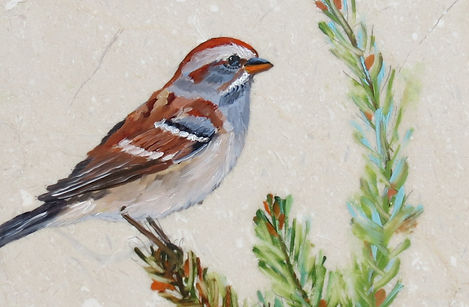 American Tree Sparrow - 6x6 oil on Travertine.JPG
