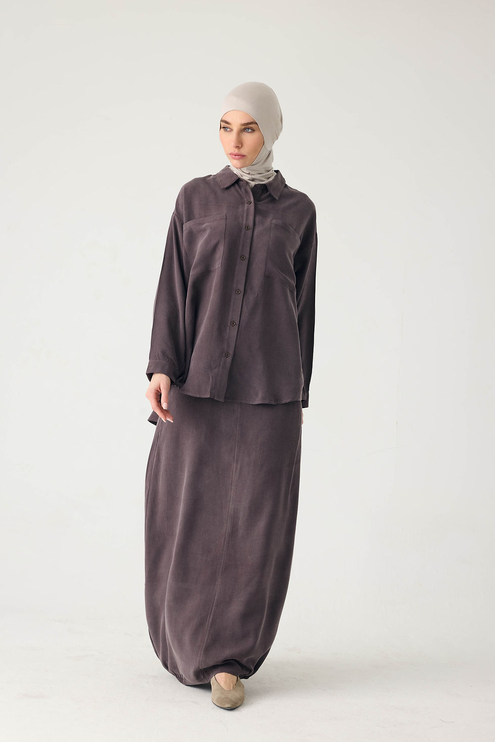 Küçük resim: Kahve Nevada Etek-Gömlek Takım