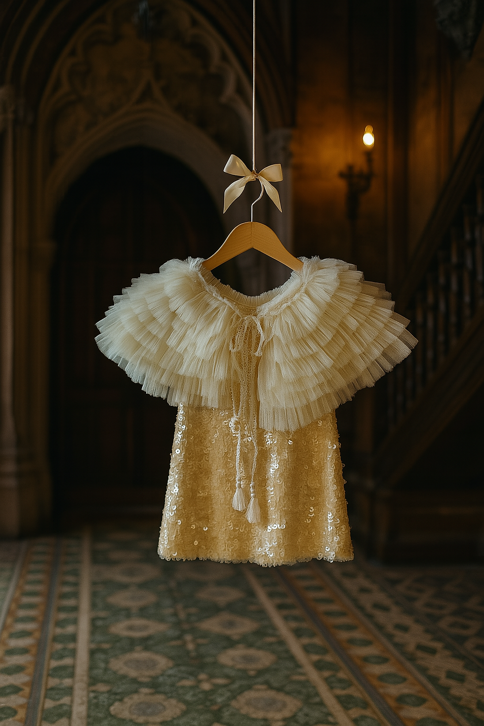 Thumbnail: White tulle ruffle capelet