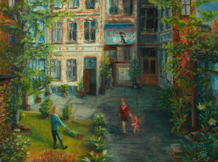 Frank-M. Schwietzer, Berlin backyard garden, 30x40cm