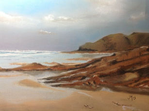 Jill Harker, Rocks at Widemouth bay, 12x8 inch