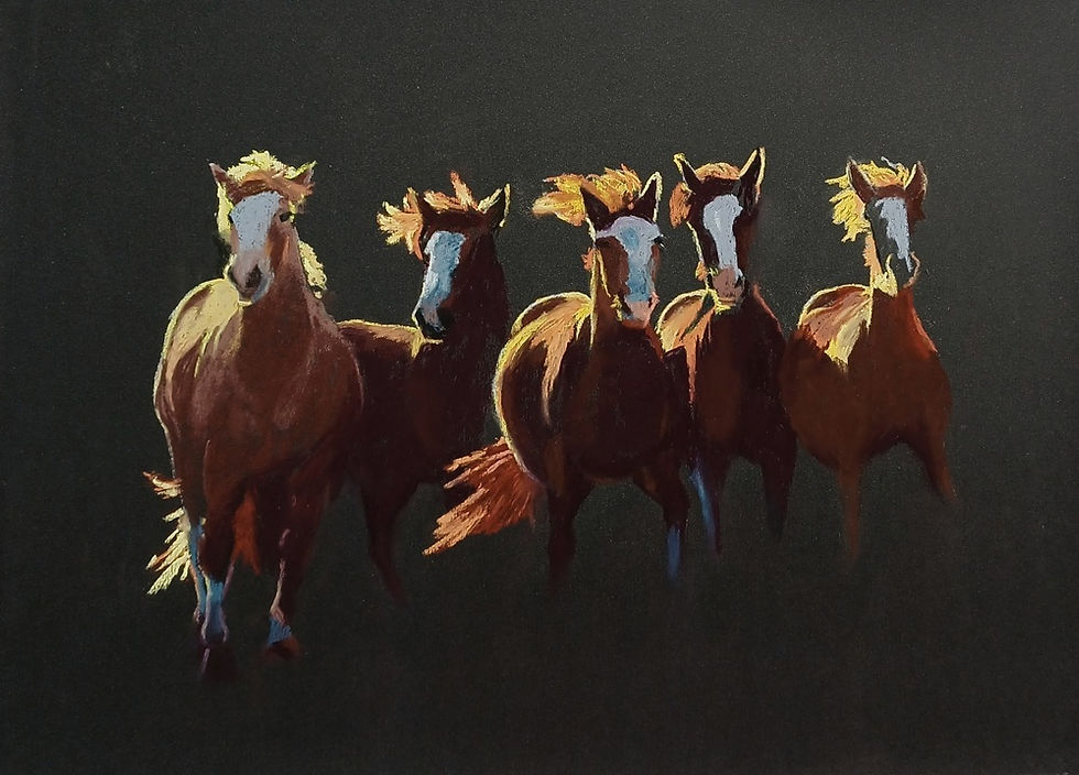 Ruth Mann PGE, Running Horses, 30x40cm