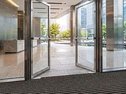 Forbo Coral Duo entrance mat in commercial building entrance