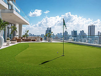 Pasto artificial Grasspro Golf Pro en putting green en rooftop en torre en Santo Domingo