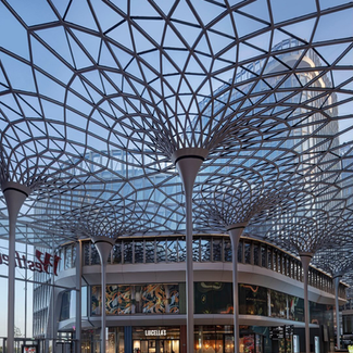 Westfield Hamburg-Überseequartier – Vòm kính thép 5.800 m² của Werner Sobek