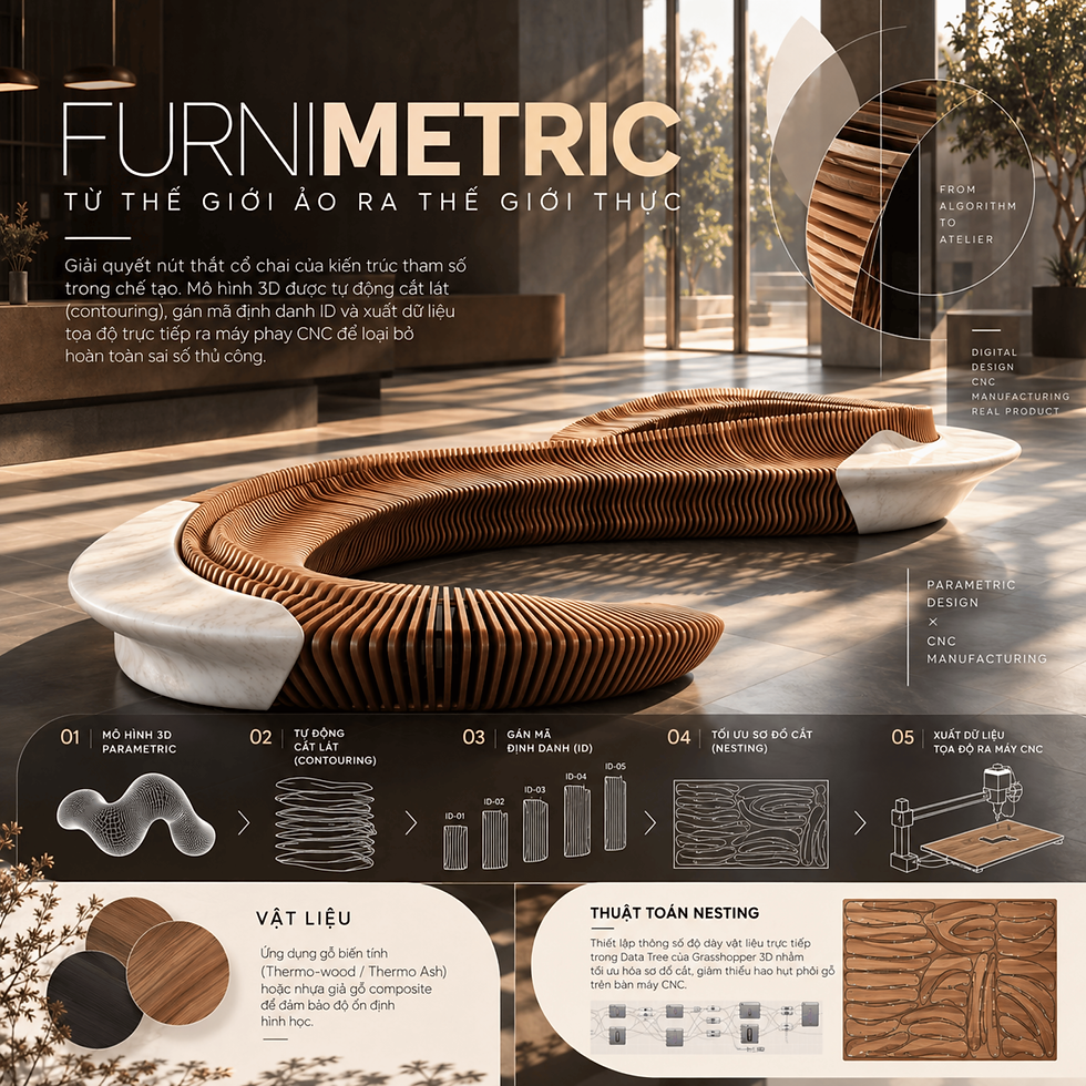 Digital Fabrication Parametric Design CNC Furnimetric và quy trình từ mô hình 3D đến sản xuất